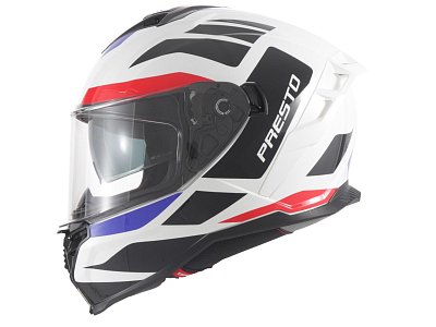 Helma VITO PRESTO FULL-FACE + SUN VISOR SHINY WHITE/DECO L